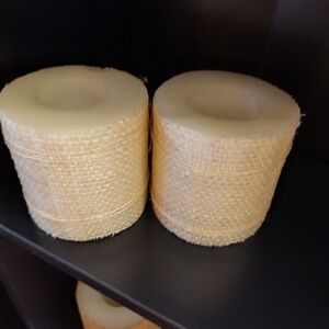 Crate&Barrel Weave Pillar 4x4 Candle Set